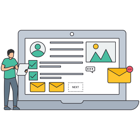 Man getting work notifications  Illustration