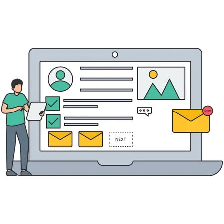 Man getting work notifications  Illustration