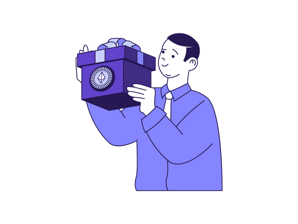Man gifting cryptocurrency  Illustration
