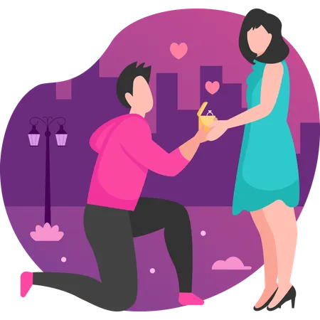 Man Gifting Ring To His Girlfriend Illustration