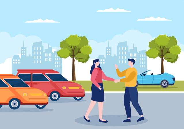 Man give car on rent  Illustration