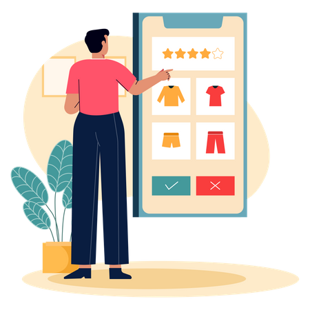 Man Give Product Ratings Illustration