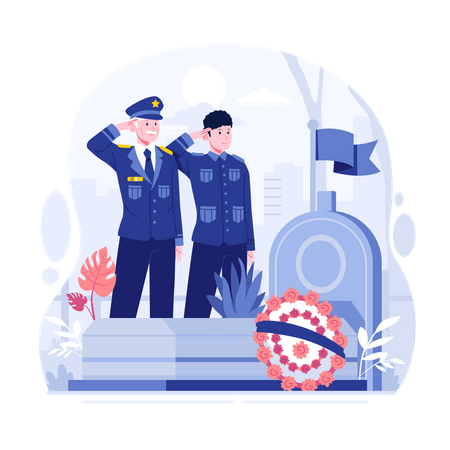 Man give respects on memorial day  Illustration