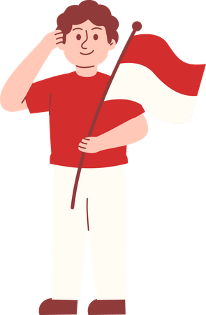 Man give salute during Indonesia independence day  Illustration