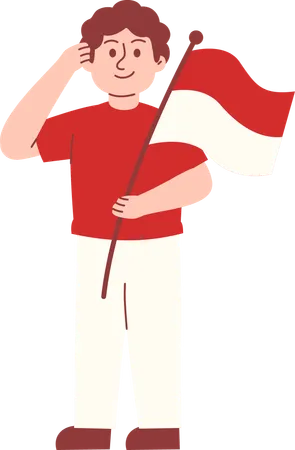 Man give salute during Indonesia independence day  Illustration