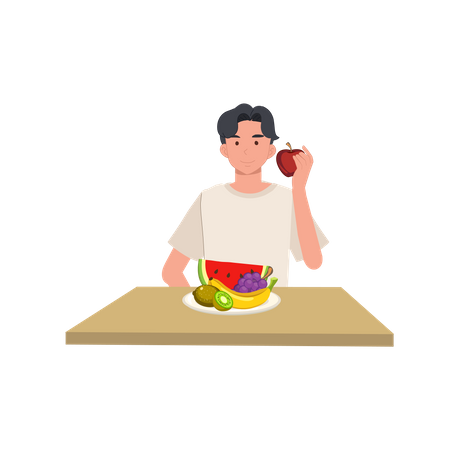 Man give suggestion to eat healthy food Illustration