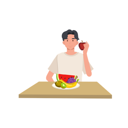 Man give suggestion to eat healthy food  Illustration