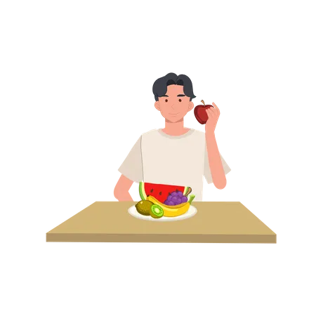 Man give suggestion to eat healthy food  Illustration