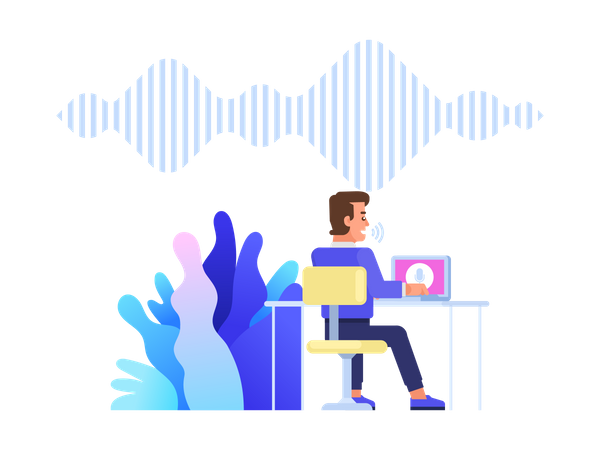Man give voice command Illustration