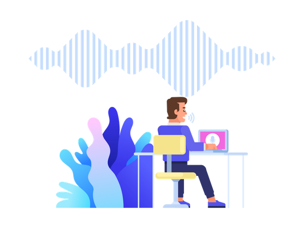 Man give voice command  Illustration