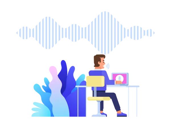 Man give voice command  Illustration