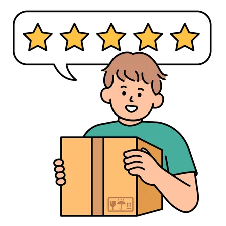 Man Gives 5 Stars For A Shipping Simple Vector Illustration