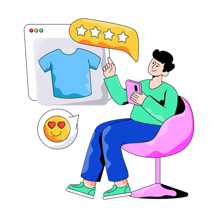 Man gives Online Product Ratings  Illustration