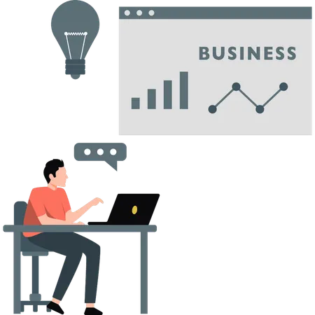 Man gives statement idea on analytic graph  Illustration