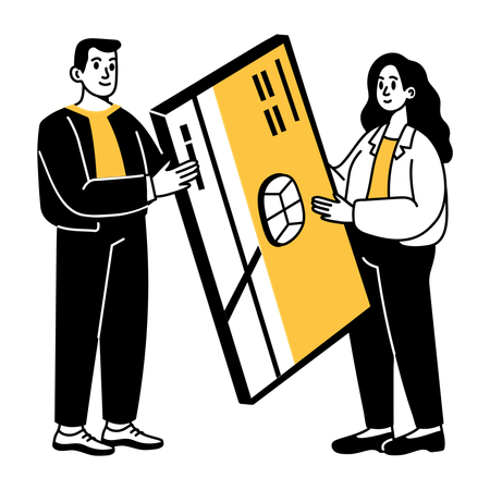 Man giving a credit card to a woman  Illustration