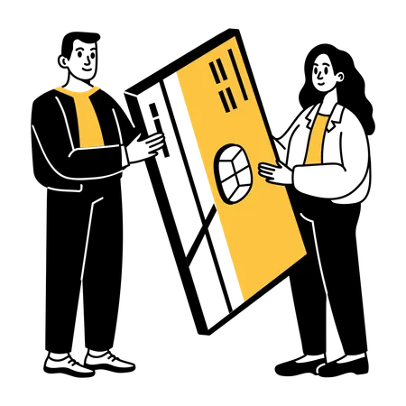 Man giving a credit card to a woman  Illustration