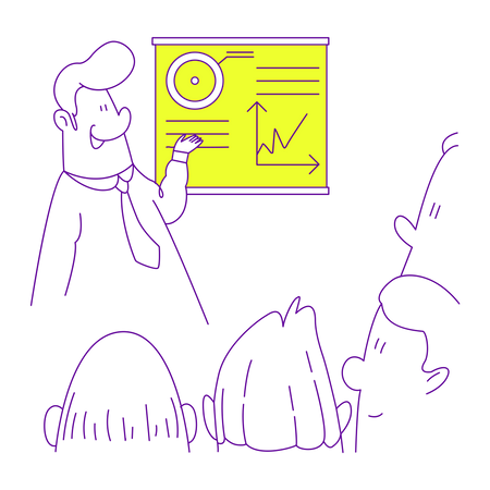 Man giving a presentation to students Illustration