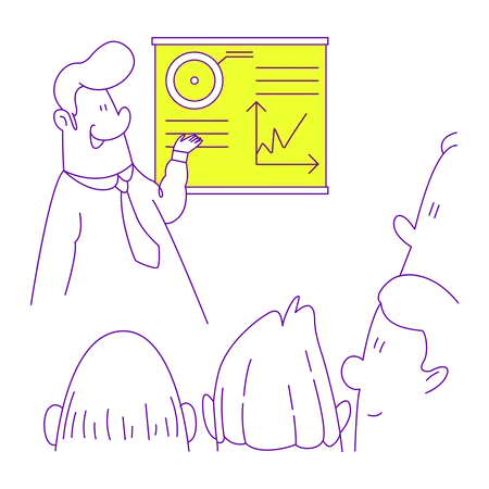 Man giving a presentation to students Illustration