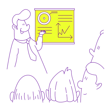 Man giving a presentation to students  Illustration