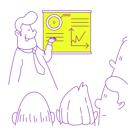 Man giving a presentation to students  일러스트레이션