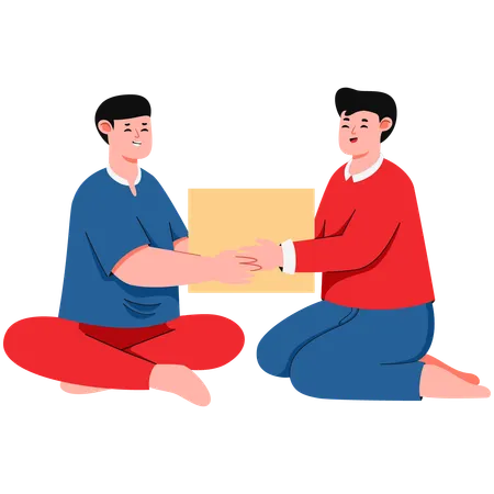 Man Giving Alms To Man On Street  Illustration