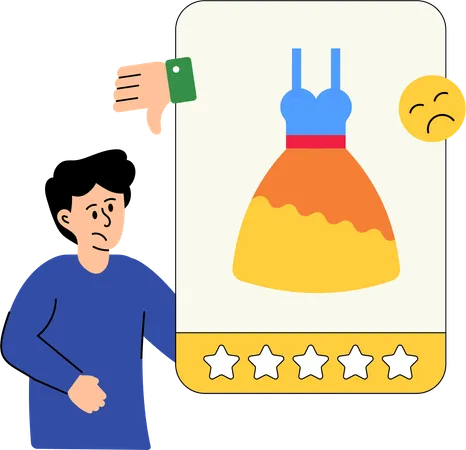 Man giving bad product review  Illustration