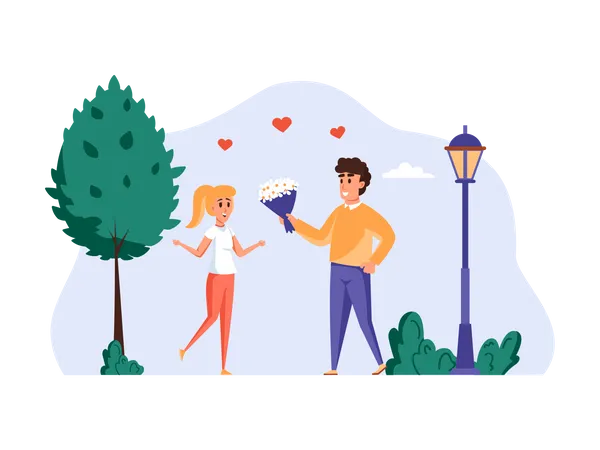 Love Couple Bundle With People Characters Happy Valentines Day In Park Date In Caffe Man Proposing Girl To Marry Wedding Ceremony Situations Romantic Relationship Flat Vector Illustration Illustration