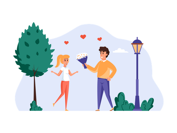 Man giving bokeh to girl  Illustration