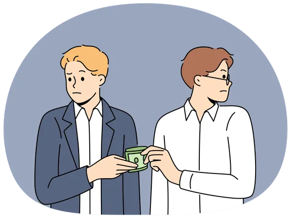 Man giving bribe to partner in order to lobby for necessary decisions in corruption way  Illustration
