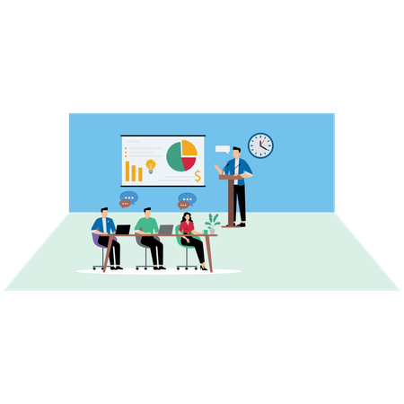 Man giving Business Meeting Presentation  Illustration