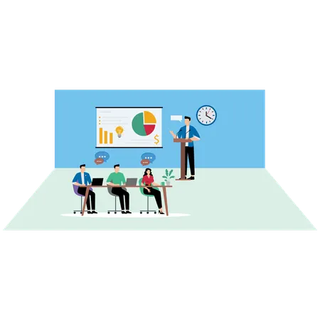 Man giving Business Meeting Presentation  Illustration