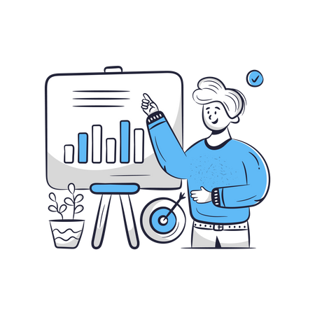 Man giving business presentation  イラスト