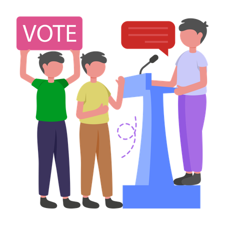 Man giving Campaign Speech  Illustration