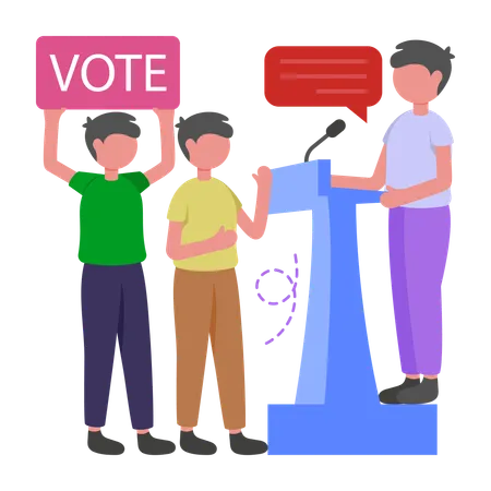 Man giving Campaign Speech  Illustration