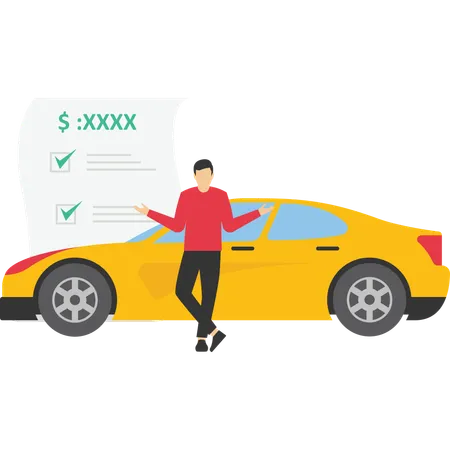 Man giving car insurance  Illustration