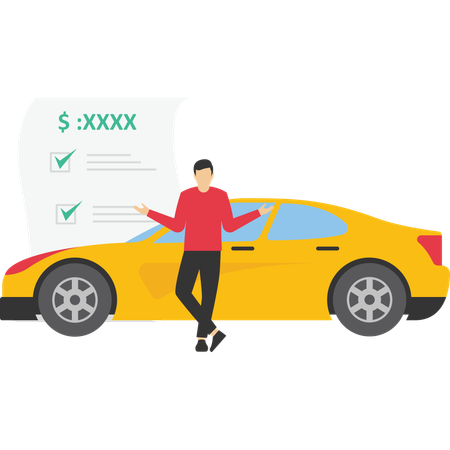 Man giving car insurance  Illustration