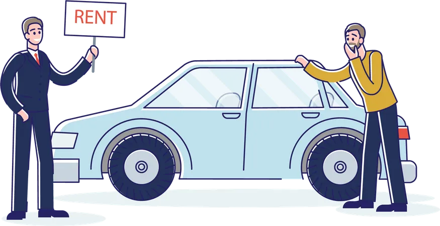 Man giving car on rent  Illustration