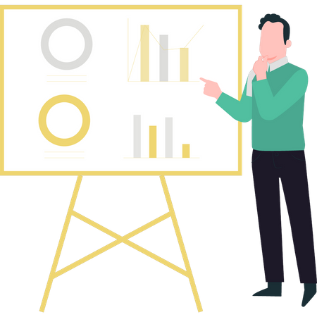 Man giving chart graph presentation  Illustration