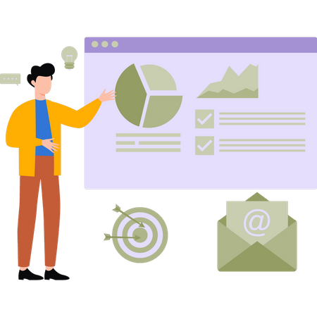 Man giving  chart presentation  Illustration