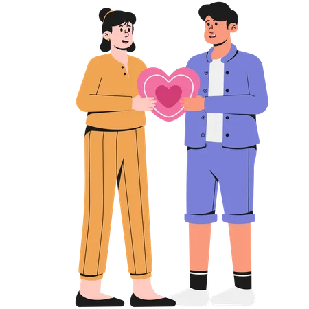 Man Giving Chocolates to Partner on Valentine's Day  Illustration