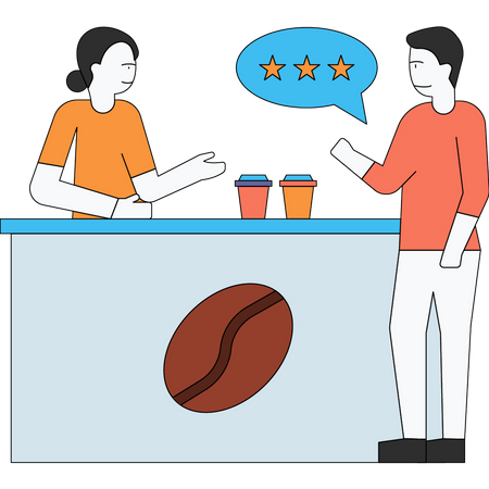 Man giving coffee feedback  Illustration