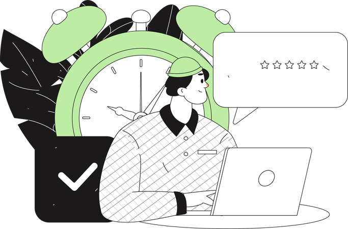 Man giving Customer care rating  Illustration