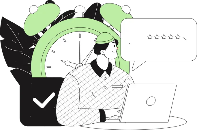 Man giving Customer care rating  Illustration