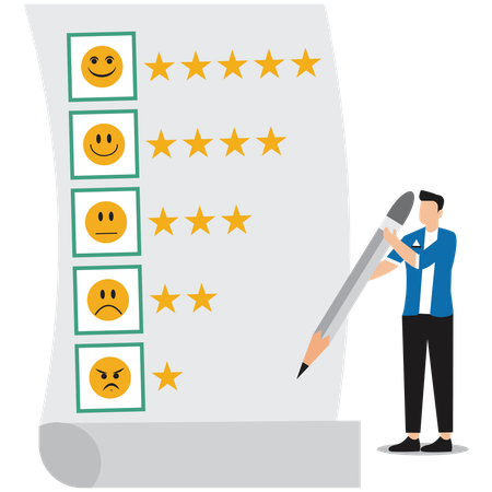 Man giving customer rating  Illustration