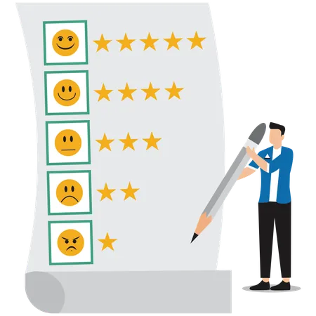 Man giving customer rating  Illustration