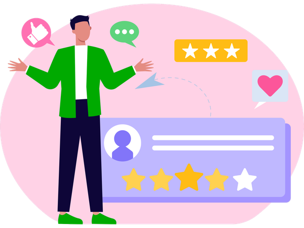 Man giving customer review  Illustration
