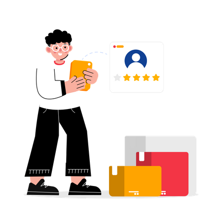 Man giving Customer Review  イラスト