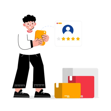 Man giving Customer Review  イラスト