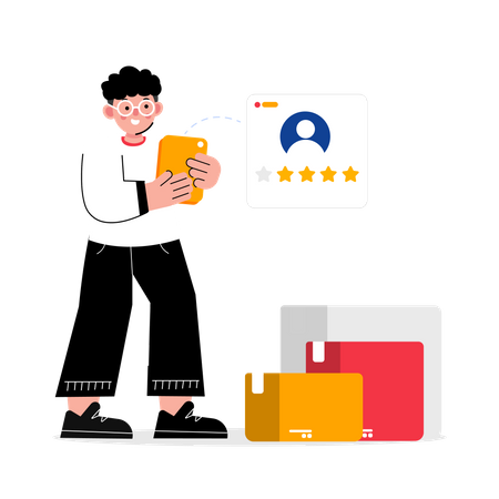 Man giving Customer Review  Illustration