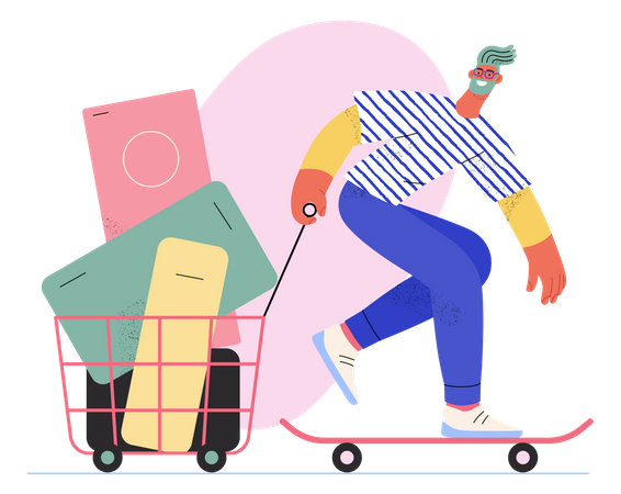 Man giving express delivery service  Illustration